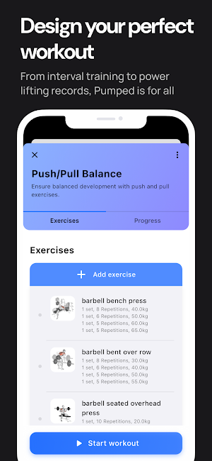 Pumped Workout Tracker Gym Log Screenshot 2