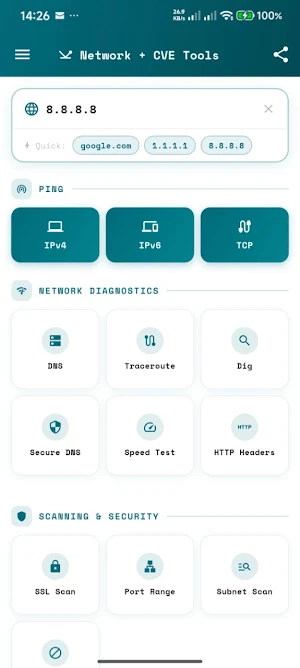 Network + CVE Tools Screenshot 0
