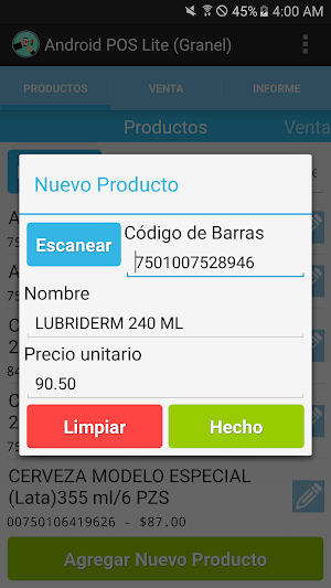 Android POS Lite (Granel) Screenshot 0