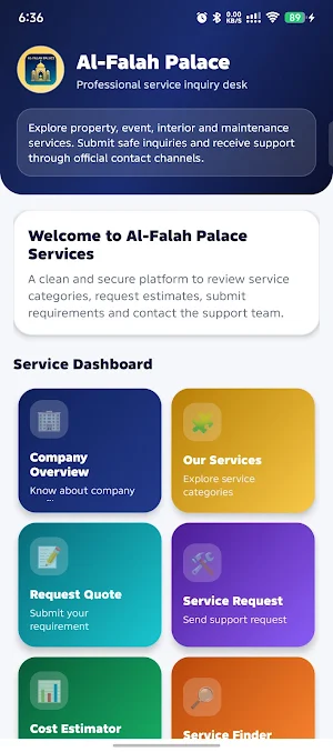 Al-Falah Palace Services Screenshot 0