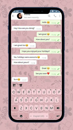 Pink Chat Business Keyboard Background Screenshot 0