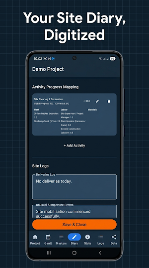 SiteDiary Pro - Logs to Gantt Screenshot 1