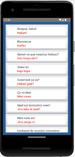 Swahili Français Demo Screenshot 1