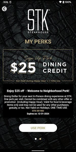 STK STEAK NEIGHBORHOOD PERKS Screenshot 3