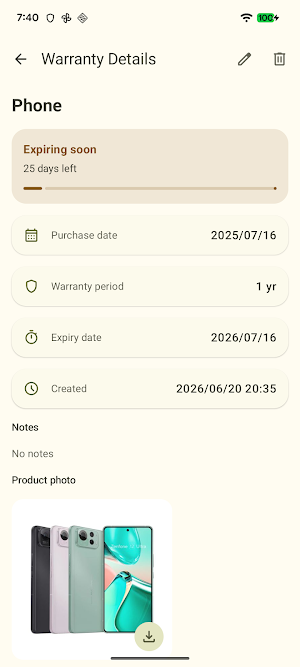 Warranty Tracker Screenshot 2