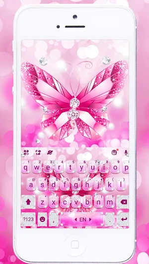 Pink Crystal Butterfly Keyboard Theme Screenshot 0