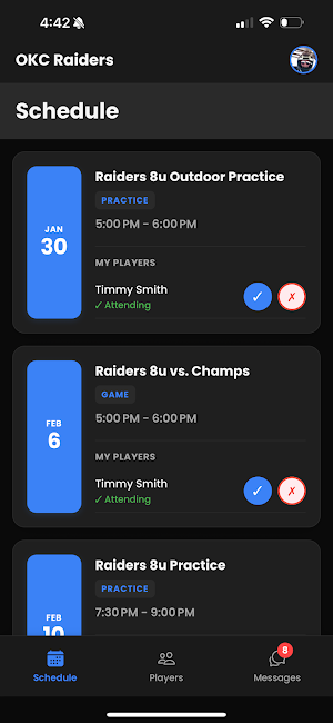 OKC Raiders Baseball Screenshot 2