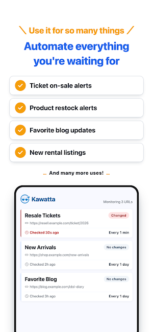 Kawatta - Website Monitor Screenshot 0
