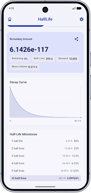 HalfLife: Decay Calculator Screenshot 1