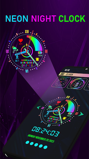 Neon Digital Clock Smart Watch Screenshot 1