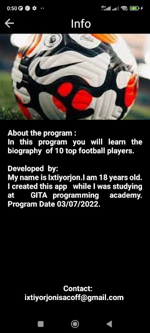 Football Players Information Screenshot 3