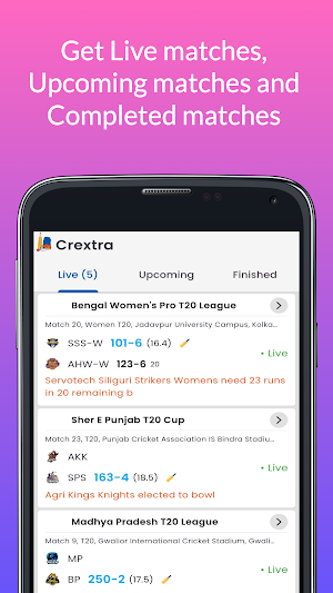 Crextra - Live Cricket Score Screenshot 1