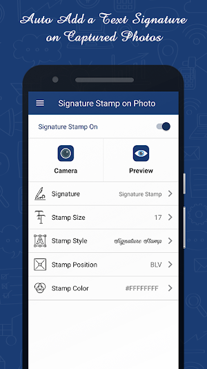 Signature Stamper: Auto Add Text on Camera Photos Screenshot 0