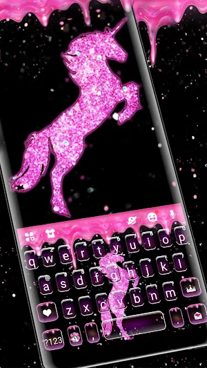 Pink Glitter Unicorn2 Keyboard Theme Screenshot 0