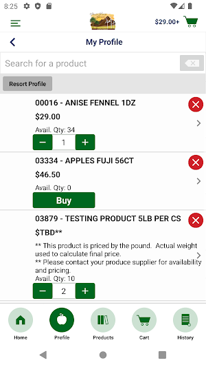 Valley Food Service Checkout Screenshot 1
