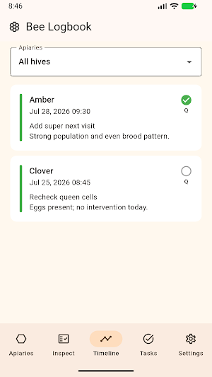 Bee Logbook Screenshot 2
