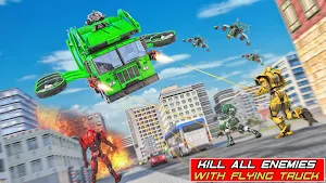 Heavy Garbage Truck Robot Wars: flying robot games Screenshot 3