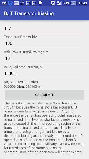 Transistor Biasing Calc Screenshot 3