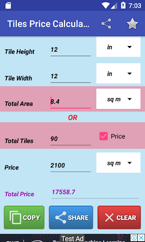 Tiles Price Calculator Screenshot 2