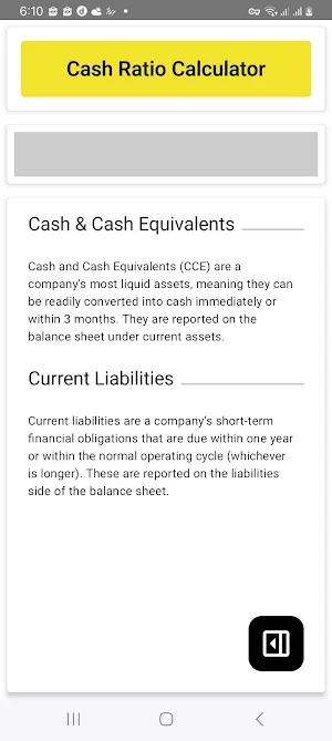 Cash Ratio Calculator Screenshot 2