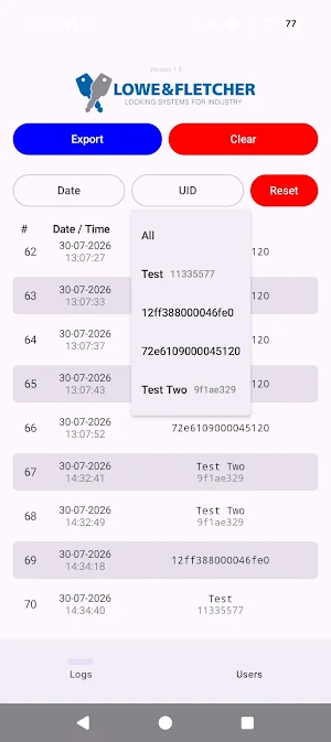 Nimbus RFID Lock Audit Screenshot 0