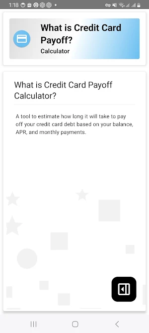Credit Card Payoff Calculator Screenshot 1