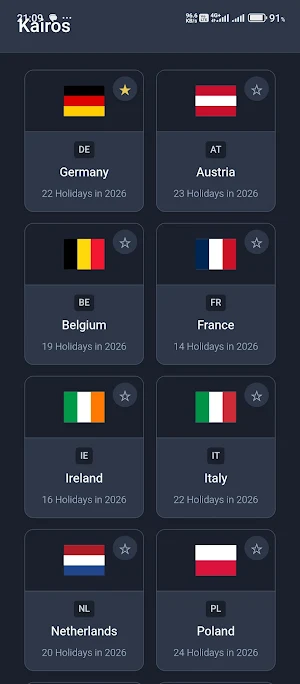 European Holidays and Calender Screenshot 2