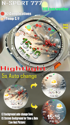 N-SPORT777 Xmas Snow3BG Watch Screenshot 2