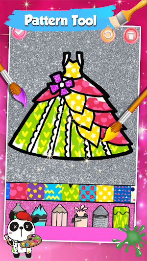 Glitter Dresses Coloring Book For Kids Screenshot 3