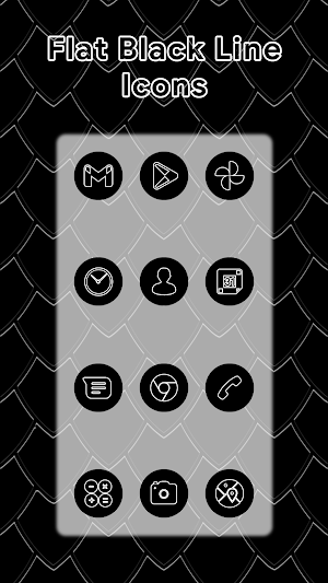 White On Black Line Icons Screenshot 0