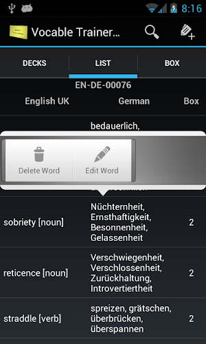 Vocabulary Trainer Flashcards Screenshot 3