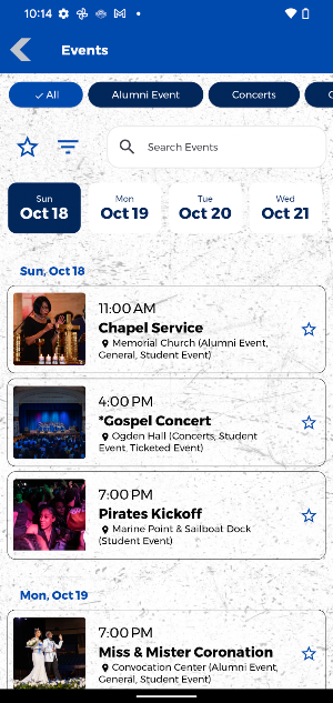 HamptonU Events Screenshot 2