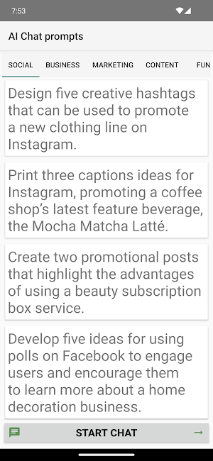 AI Chat prompts - chatbot Screenshot 0