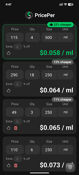 PricePer - Which Price Wins? Screenshot 2