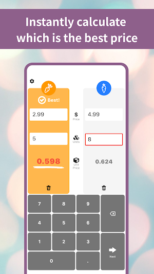 Shopping Unit Price Calculator Screenshot 0