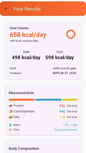 TDEE Calculator Screenshot 2