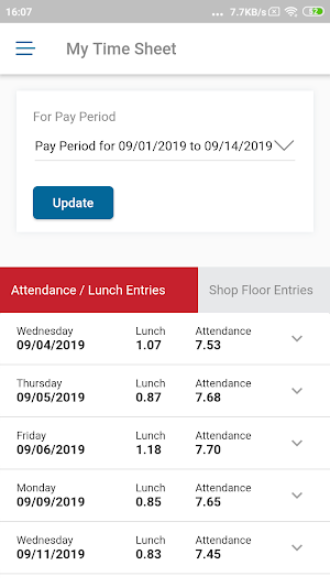 Technician Online Timesheet Screenshot 3