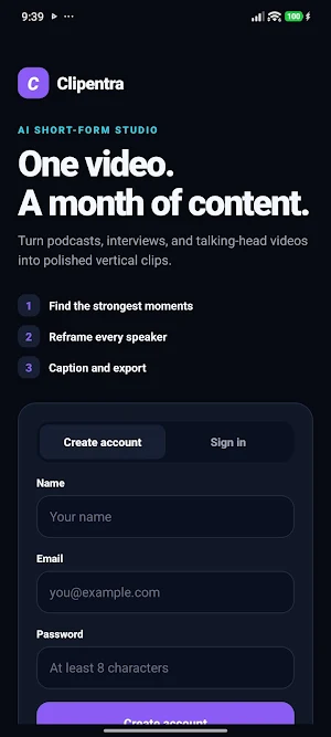 Clipentra: AI Video Editor Screenshot 1