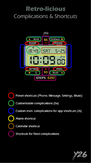 Y26 Retro-licious Watch Face Screenshot 3