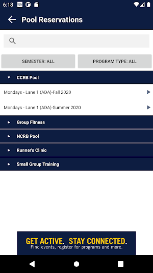 University of Michigan Recreational Sports Screenshot 2