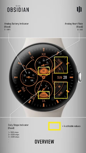 S4U Obsidian analog watch face Screenshot 3