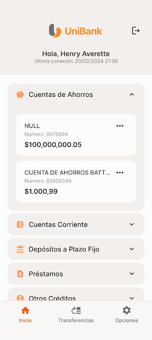 UniBank Panamá Screenshot 2