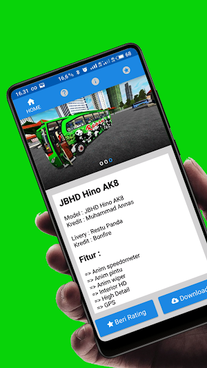 Mod BUSSID : Bus JBHD Hino AK Restu Panda Screenshot 1
