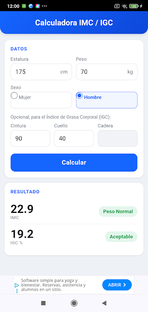Calculadora IMC e IGC Screenshot 1