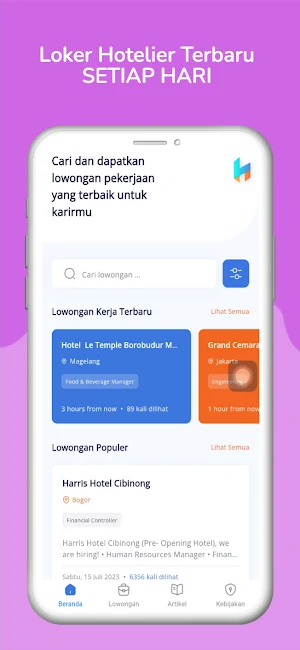 Loker Hotelier: Lowongan Kerja Screenshot 0