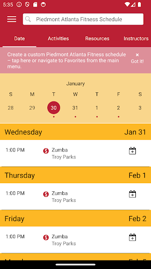 Piedmont Atlanta Fitness Screenshot 2