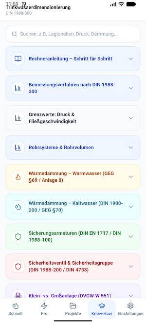 Trinkwasserdimensionierung Screenshot 2
