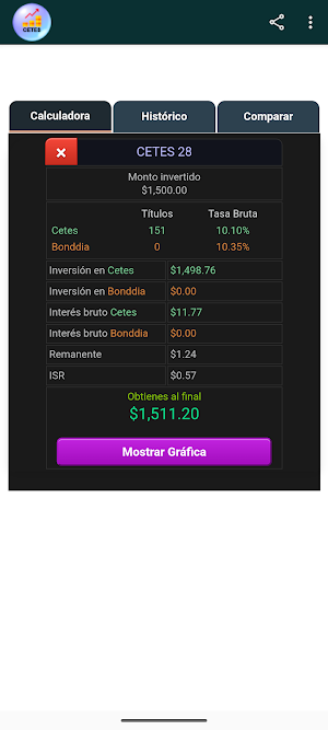 Calculadora CETES Screenshot 1