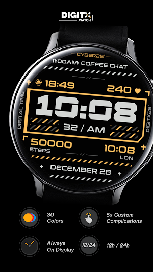 Cyber 25 Digital Watch Face Screenshot 1