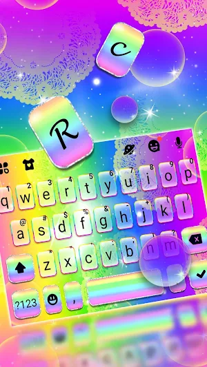 Rainbow Bubbles Keyboard Background Screenshot 1